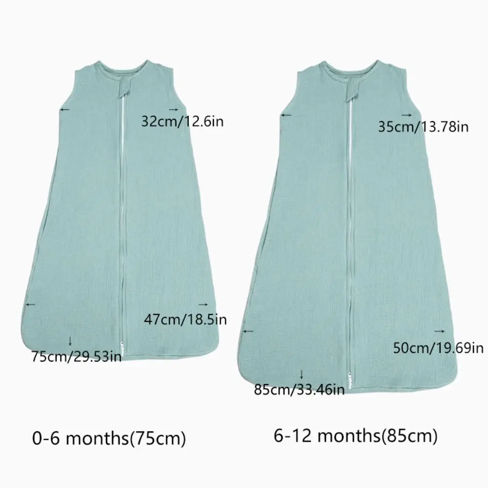 0-12 Months Baby Sleep Sack Cotton Lightweight Newborn Wearable Blanket 2-Ways Zipper Sleeveless Diaper Cocoon