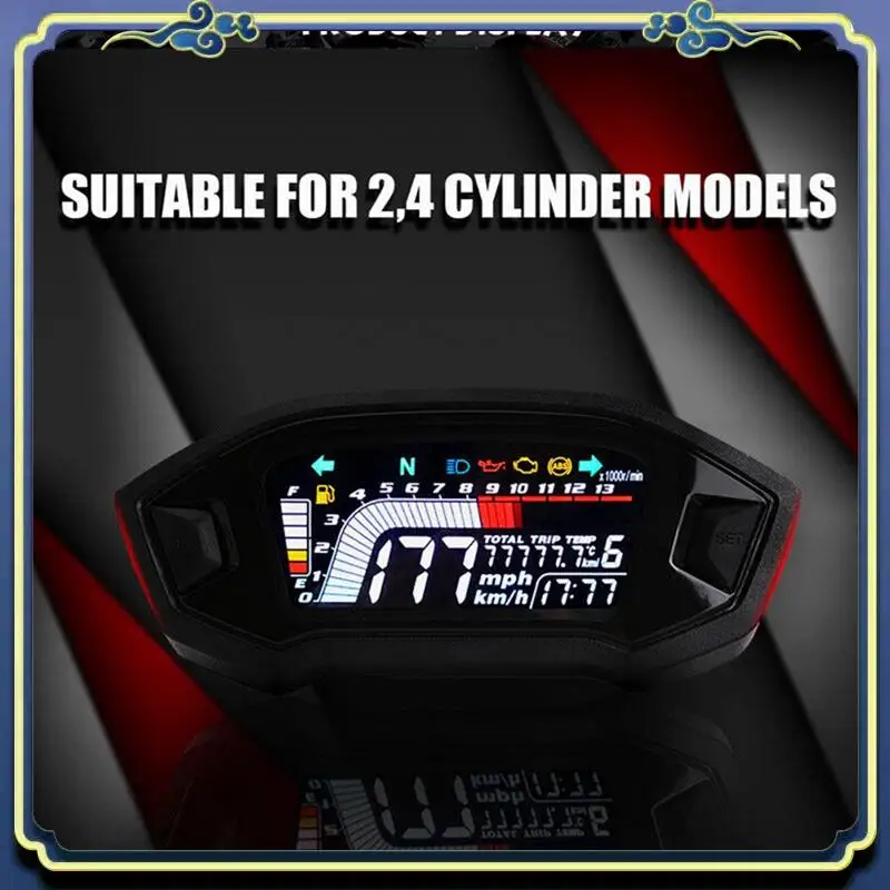 

AU16-Motorcycle LCD Digital Odometer LED Speedometer Universal For 2, 4 Cylinder Model Motorcycle Parts Supplies