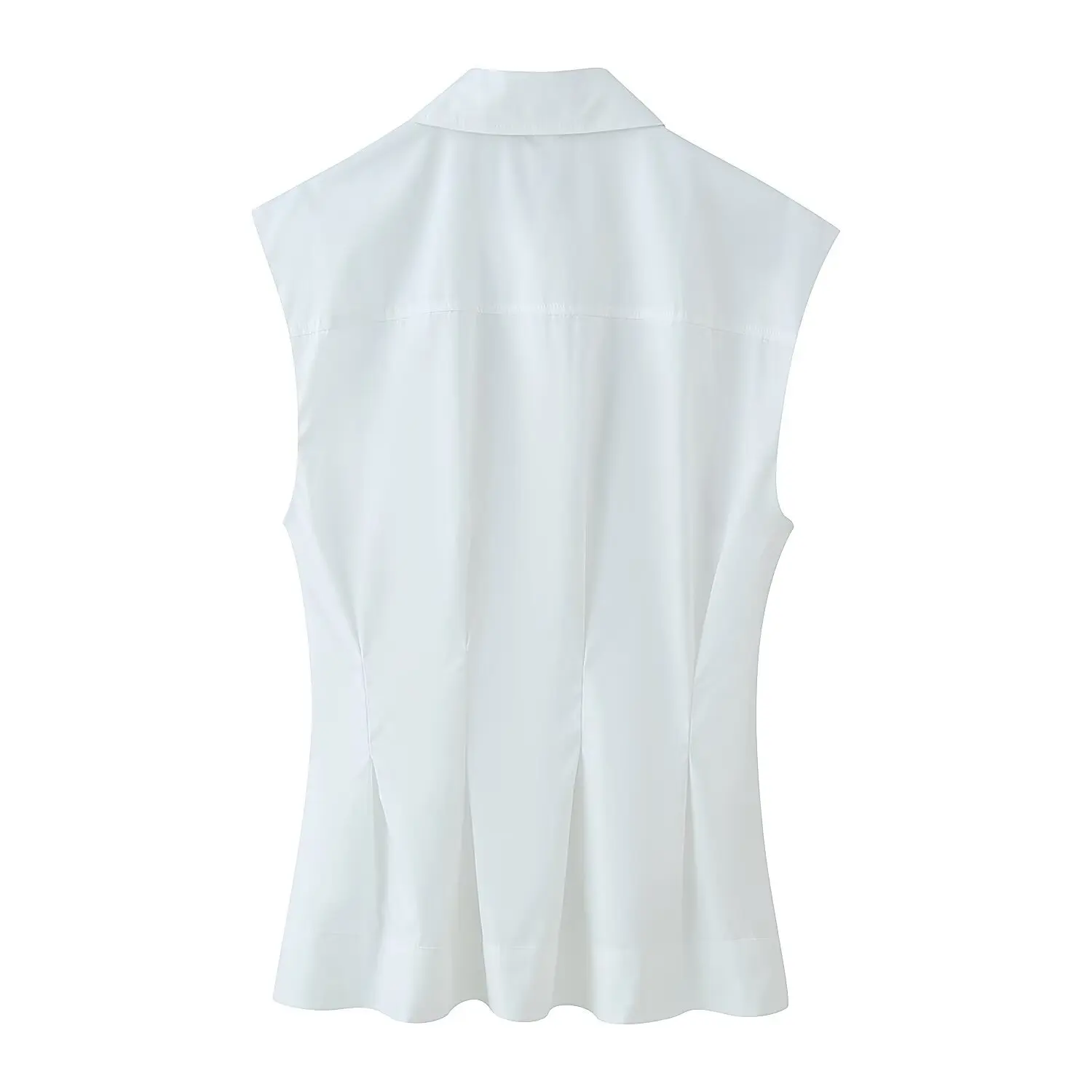 TFMLN Damen Freizeit Ärmelloses Hemd Sommer High Street Trendige Pendler-Shirts 2026 Sommer Mode Elegante Hemden mit Plissiertem Saum – Detail 7