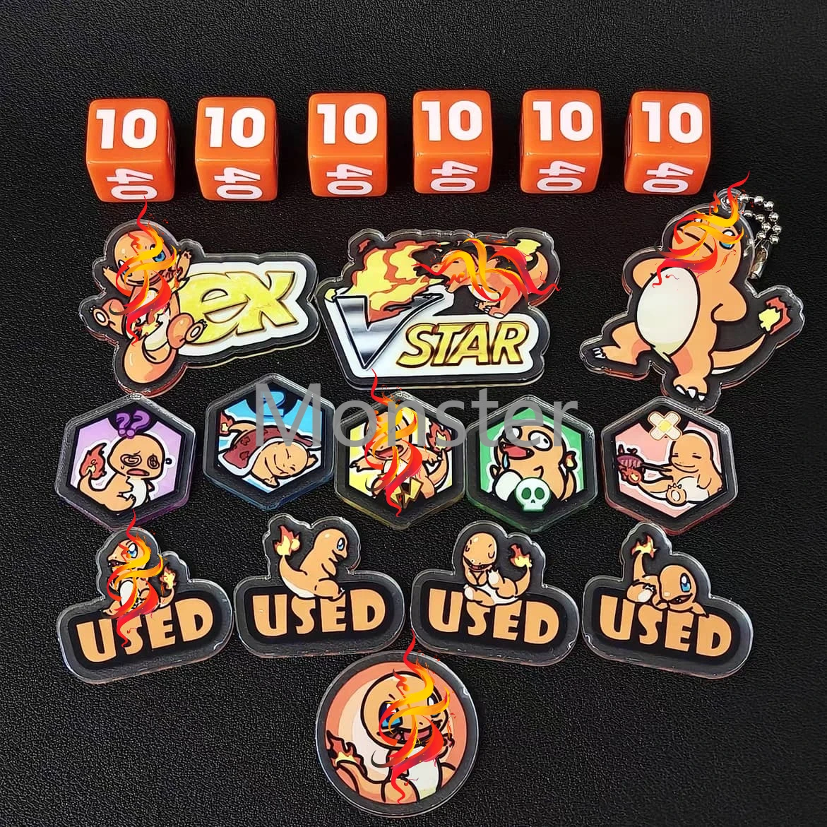 ヒトカゲ-ポケモン-ptcg-ダメージカウンター-ダメージインジケーターセット-テーマダイス-vstar-マーカー-gx-ボードゲームアクセサリー-ポケモンプレイヤー向け