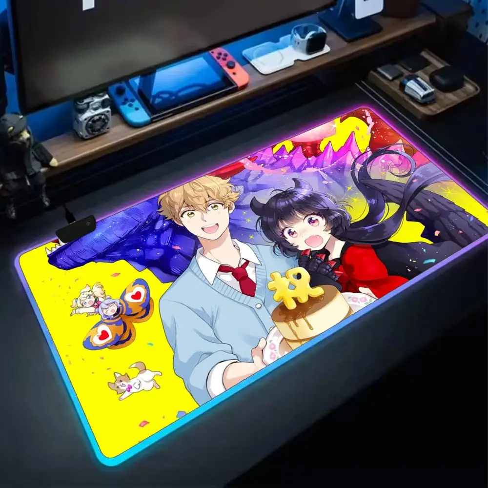 KAIJU GIRL CARAMELISE Mouse Pad RGB Extra Large Mouse Pad for Gaming, Smooth Surface, Non-Slip, Customizable Lights