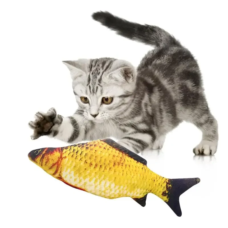 สัตว์เลี้ยง Soft Plush 3D Fish Shape Cat ของเล่นของขวัญปลา Catnip ของเล่นตุ๊กตาหมอนตุ๊กตาจำลองปลาเล่นของเล่นสำหรับ Pet