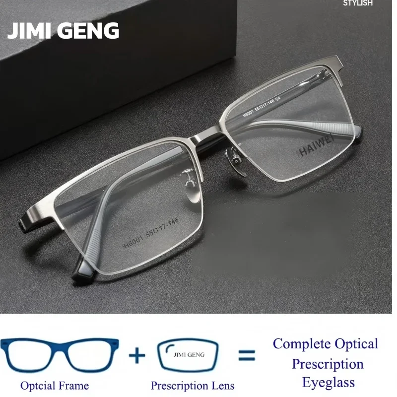 

High End Men's Casual Half Frame Glasses, Ultra Light And Comfortable Reading Glasses, Progressive Prescription Glasses