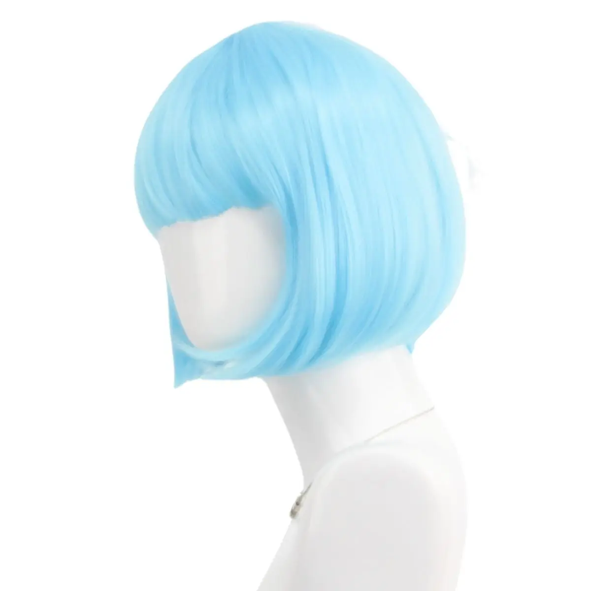 Nowe niebieskie krótkie proste syntetyczne peruki Bob z grzywką Włókno wysokotemperaturowe dla kobiet Anime Reality Show Kostiumy Prezenty na imprezę