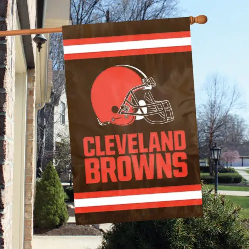 CLEVELAND BROWNS House Banner Flag PREMIUM Outdoor DOUBLE SIDED Embroidered