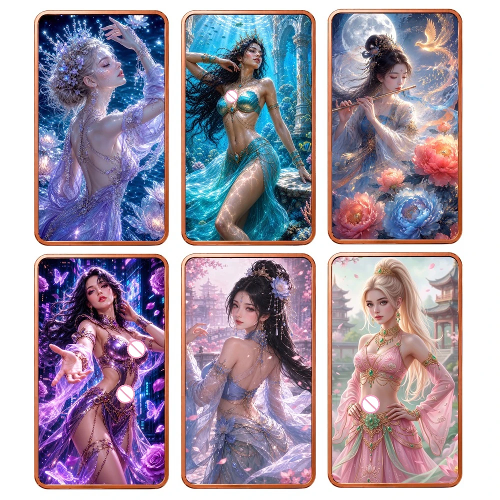 1 OZ .999 Fine Copper Bar Fantasy Beauty Characters Ancient Chinese Style Color Print Collectible Bullion Art Desktop Gift