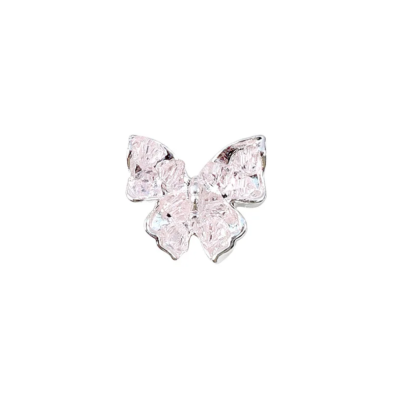 10pcs/Bag New Luxury Style Fall Pink Alloy Crushed Stone Butterfly Nail Art Charms Decorations Crystal Crushed Stone Bulk Supply