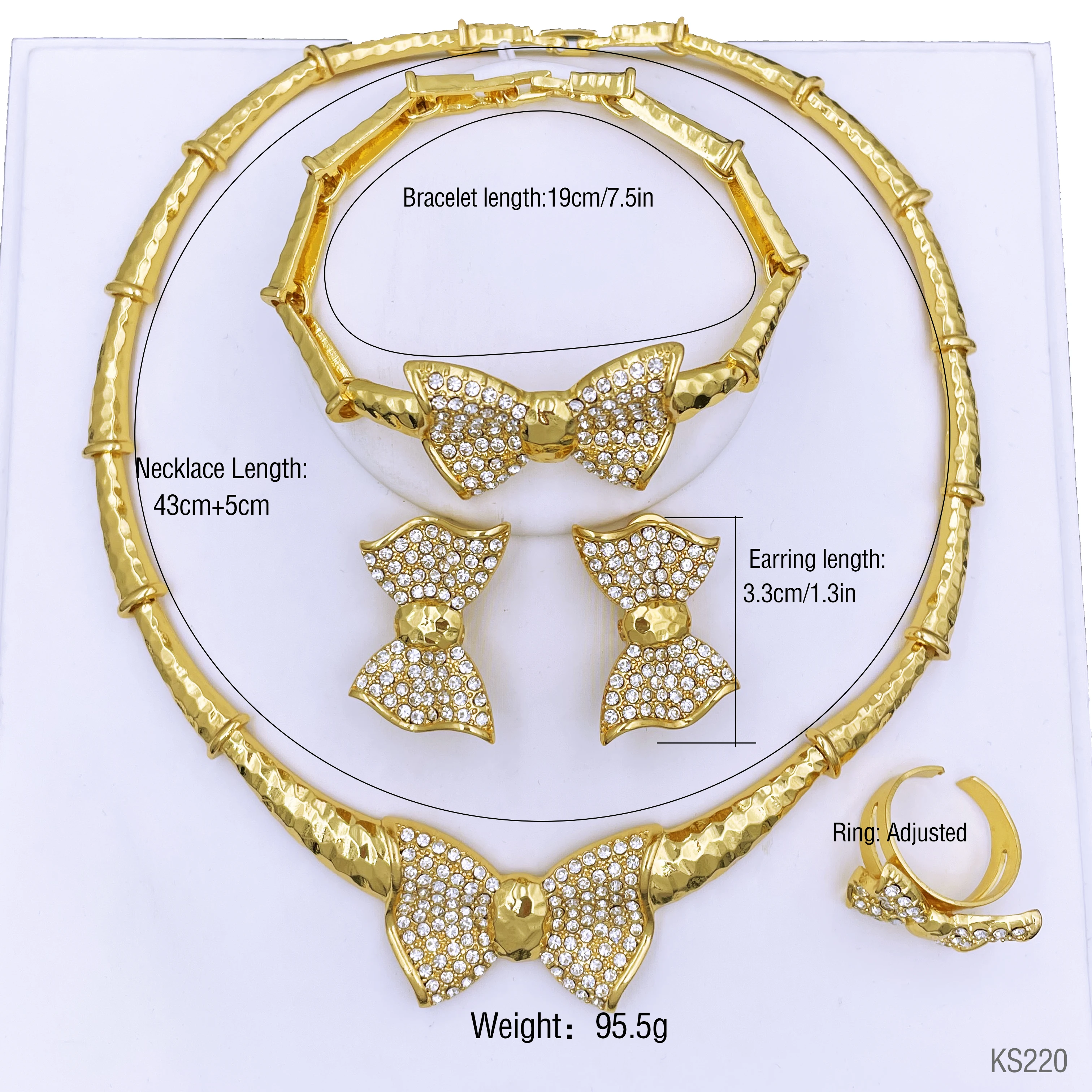 Italian 18K Gold Color Jewelry Set Luxury Design Bowknot Necklace Women  Jewelry Wedding Party conjuntos de joyas Jewelry Set