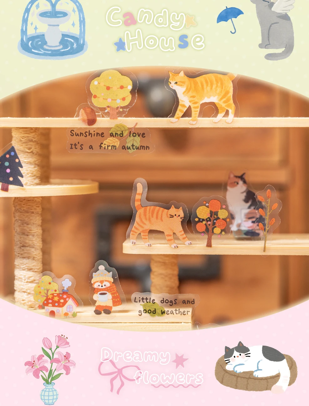 TIANZI Niedliches Katzen-Thema Ausgestanzte Aufkleber-Buch 20/40 Blatt DIY Dekorative Journal-Handyhüllen-Collage Ästhetische Schreibwaren-Sticker – Detail 9