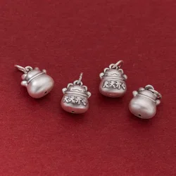 1pc/lot 999 Pure Silver Chinese Happy Everyday Fortune Cat Charms Handmade Women Men Lucky Silver Pendants DIY jewelry Findings