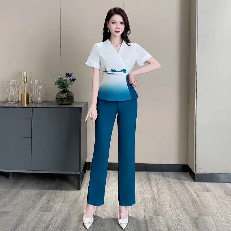 Beautician Overalls Working Hotel Club Spa Foot Bath Slim Suit Salon Work Clothes Women Esthetician Uniform For Massage S-4XL