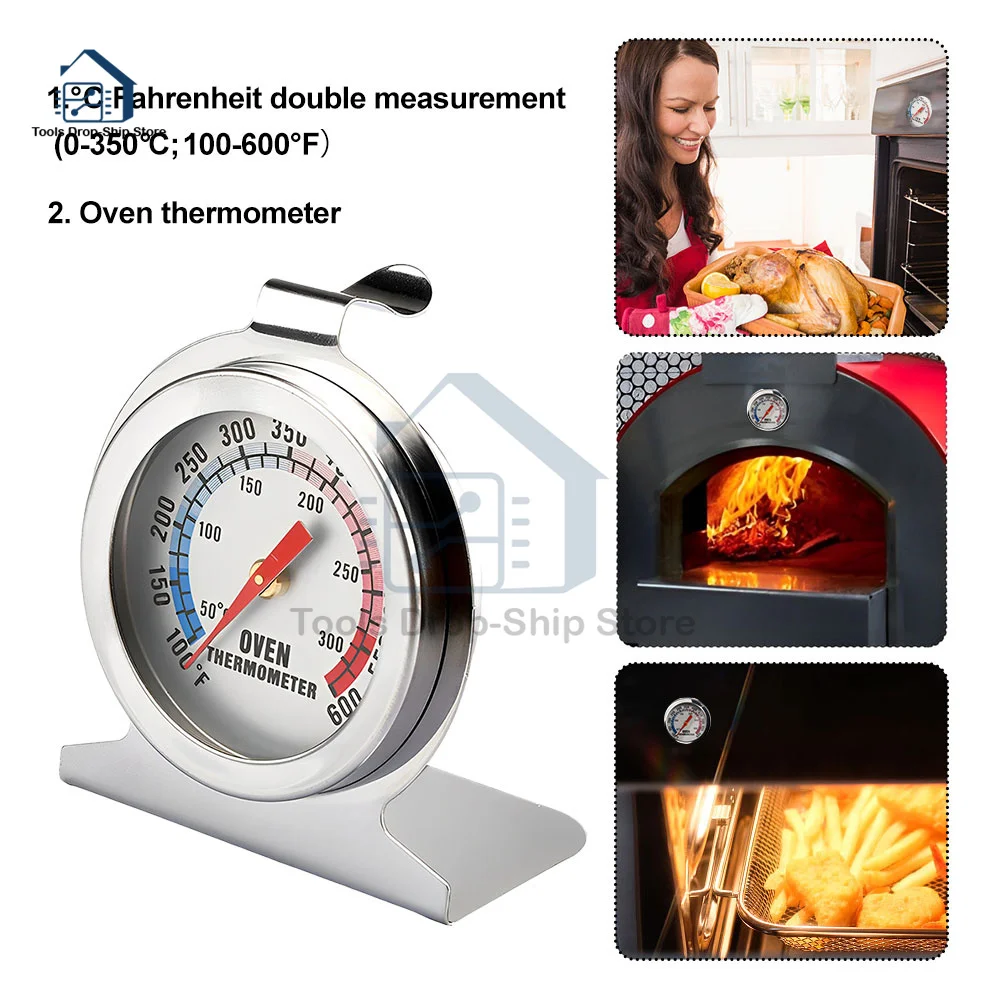 Stainless Steel Oven Cooker Thermometer Temperature Gauge Mini Thermometer Grill Temperature Gauge for Household Cooking