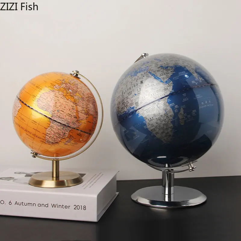 Rotating Earth Globe Ornaments Teaching Tools World Map Geography Globe TV Cabinet Desk Decoration Crafts Modern Home Decor