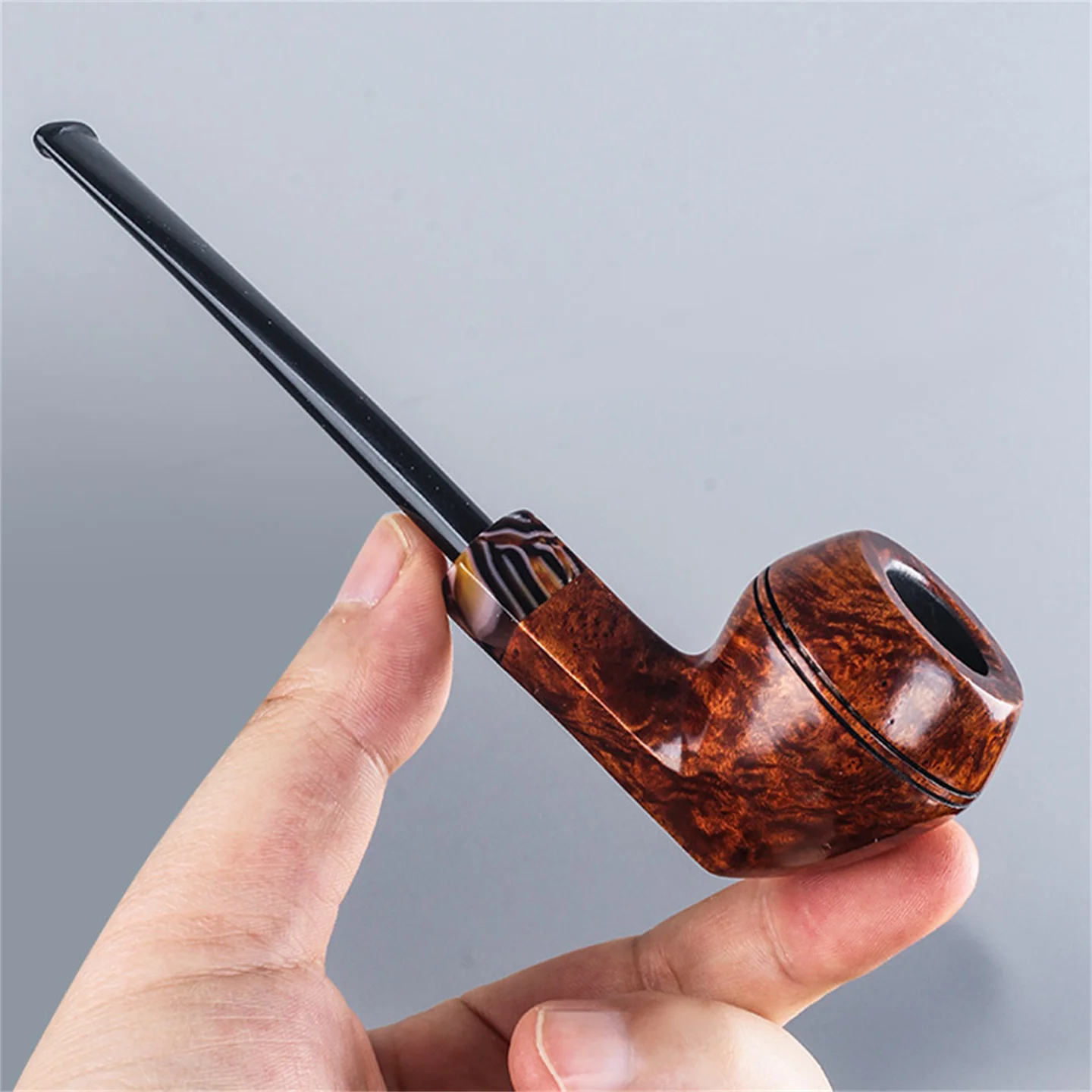 Bulldog Briar Wood 3mm Filter Cut Tobacco Pipe Retro Gentleman Straight Type Handmade Smoking Pipe With Accessory Father\'s Gift