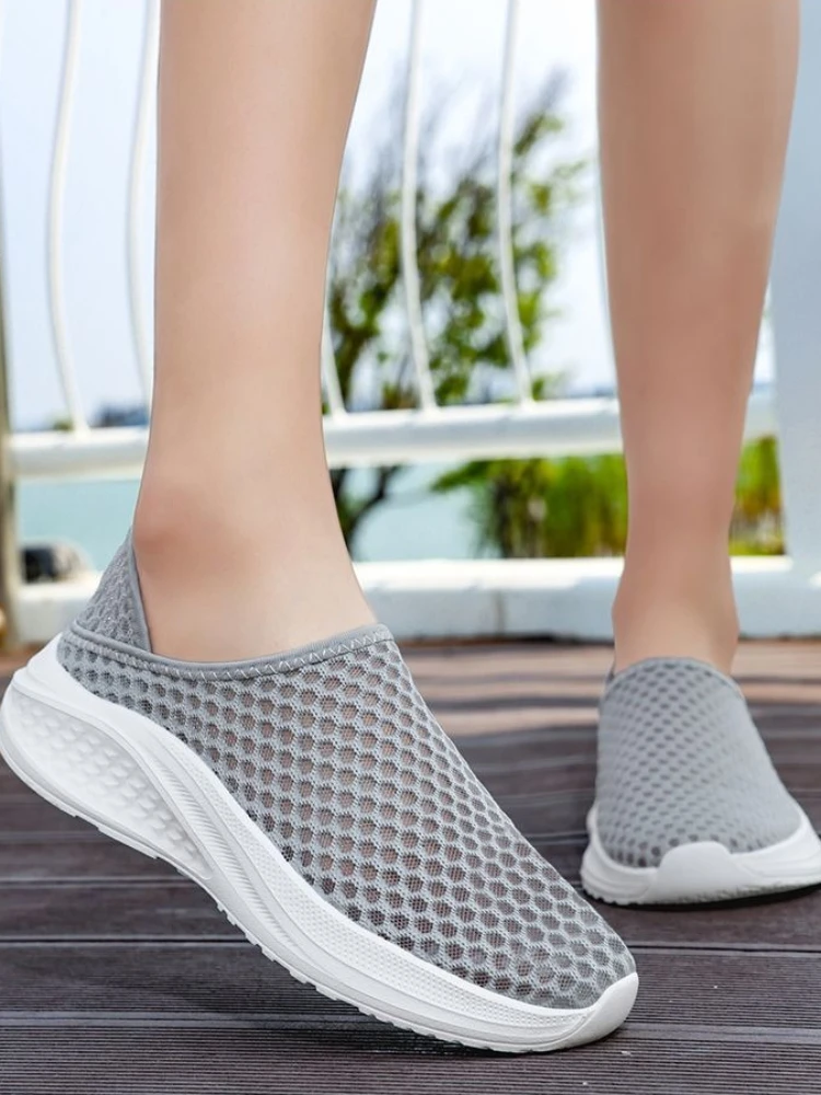 

Серая толстая платформа с сетчатым верхом, дышащая спортивная обувь без шнуровки для мужчин, низкая цена, дизайнерские мужские повседневные кроссовки для бега и бега