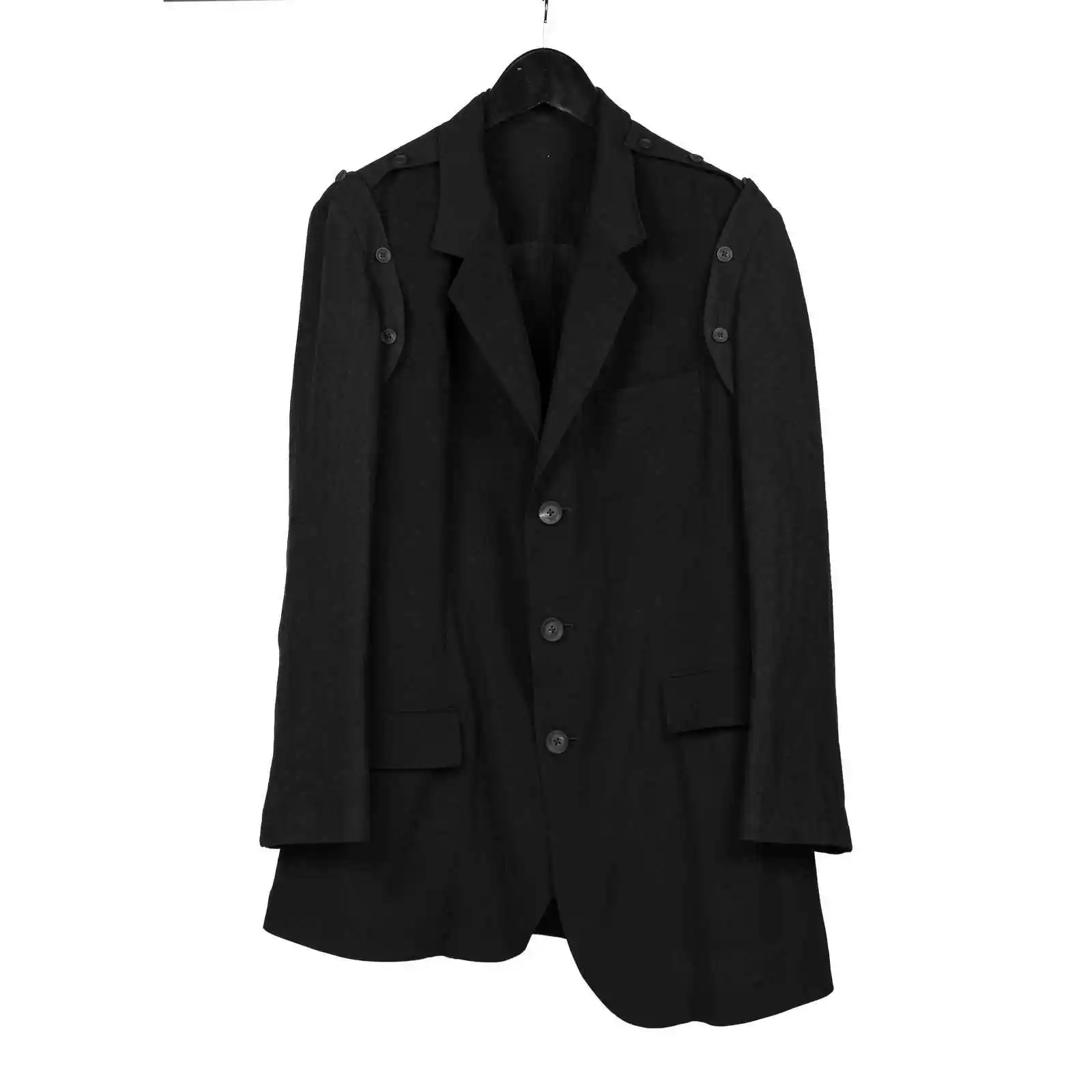 

TOP-YAMAMOTO оригинальный дизайн темный плащ средней длины для мужчин, свободный повседневный костюм большого размера, тренд