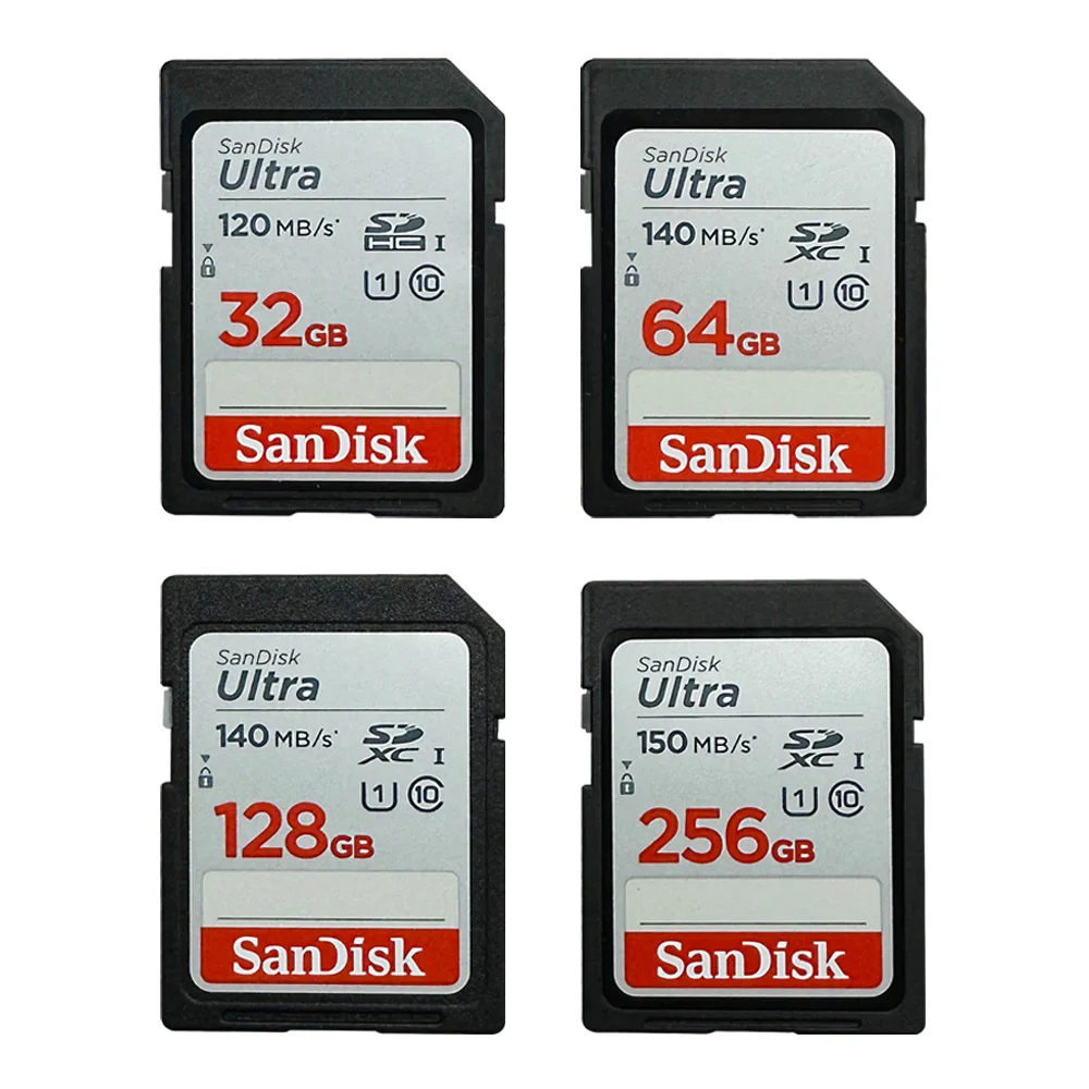 

SanDisk SD Card 32GB 64GB 128GB 256GB Memory Card 120MB/s U1 200MB/s U3 V30 4K For Canon Nikon SLR Camera Shooting 4K Video