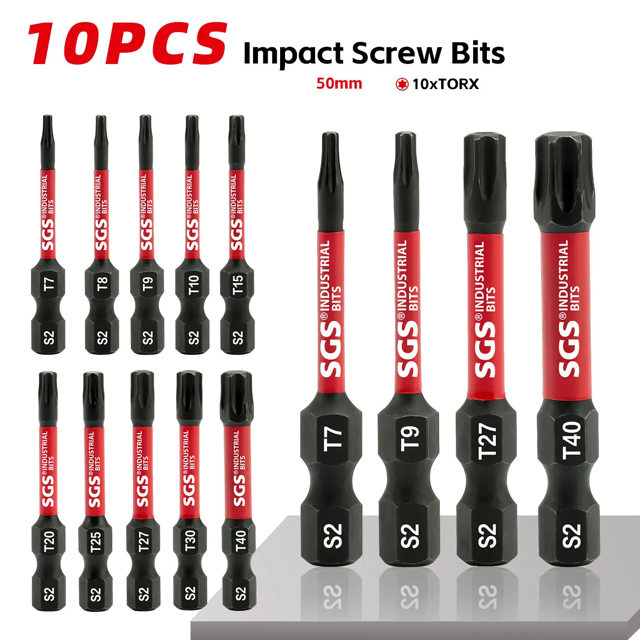 10-Piece Set of Strong Magnetic Anti-Slip Torx Solid and Hollow 50mm Screwdriver Bits, High Hardness Screwdriver Heads, Suitable for Electric and Manual Tools, DIY Projects, Mechanics and Hobbyists image 2