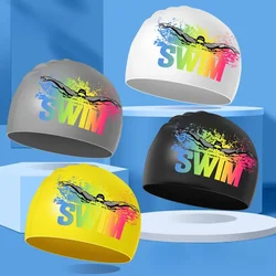 Silicone Swimming Caps for Men Women Large Size Long Hair Ear Protection Swim Caps Printed Adult Swimming Caps Pool Accessories