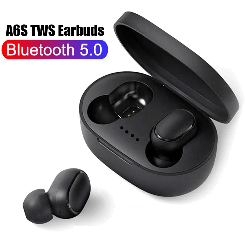 TWS-стереонаушники A6S с поддержкой Bluetooth и сенсорным управлением ,A6S TWS Bluetooth Earphones Wireless Headphones Noise Reduction HiFi Stereo Earbuds Touch Control Headset for Xiaomi iPhone