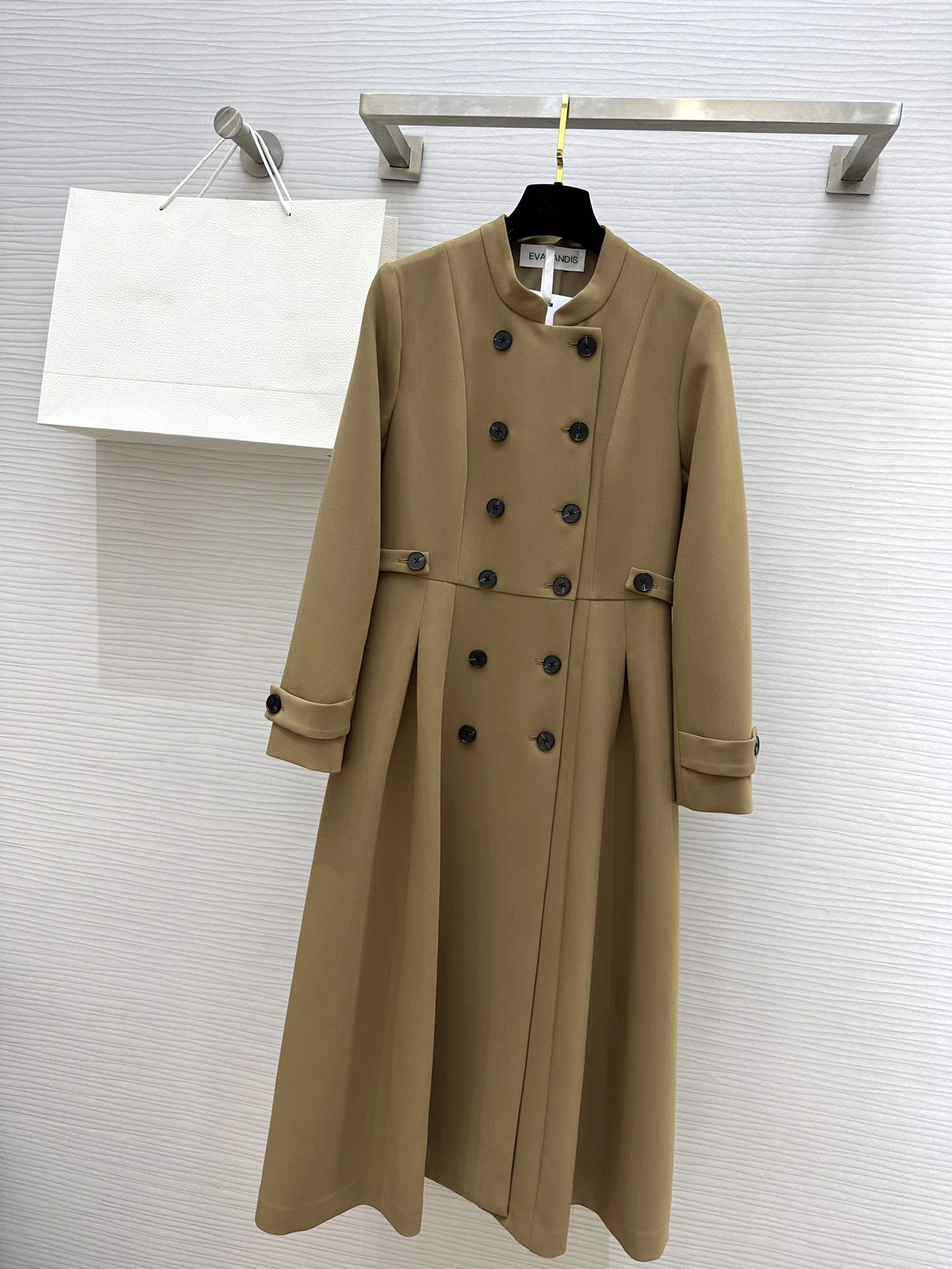 EVACANDIS Autumn Winter New Women Double Breasted High Quality Runway Designer Long Sleeve Midi Dress Elegant Tunic Chic Clothes