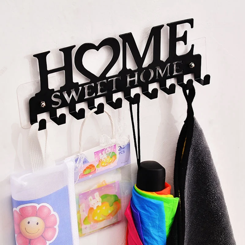 Iron Key Hanger Wall Decorative Key Rack Organizer Keychain Holder For Entryway Doorway Hallway Garage Black Easy Install