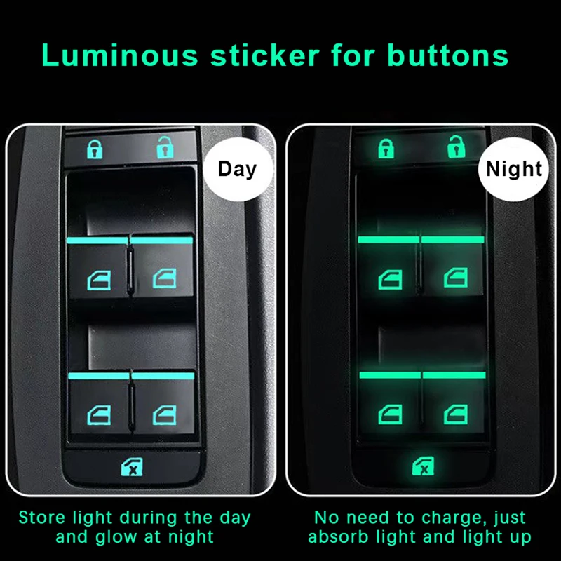 Multicolour Car Luminous Button Stickers Window Lifter Switch Decals Night Glowing Interior Sticker