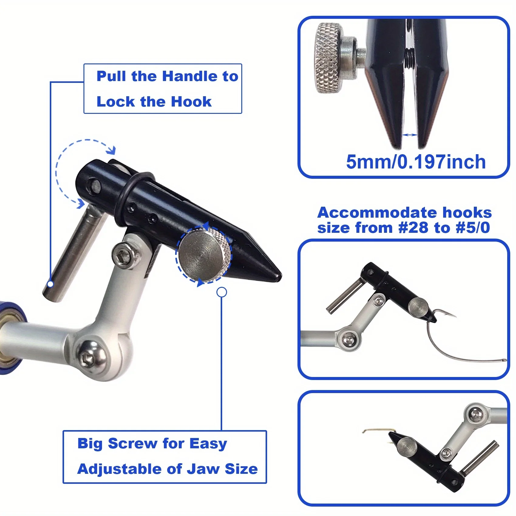 360° Rotatable Fly Tying Vise with Sturdy Base Premium Aluminum Adjustable Precision Tool Vise for Bait Making