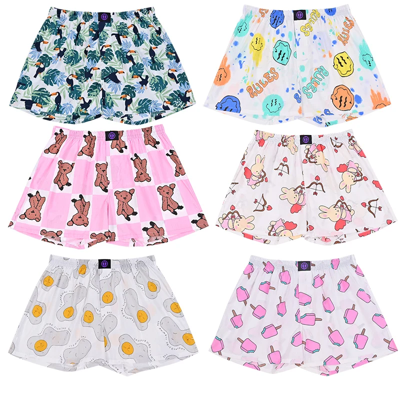 55 kinds Patterns Pure Cotton Shorts Underwear Pattern For Men Women Comfortable Breathable Shorts For Home Leis Panties