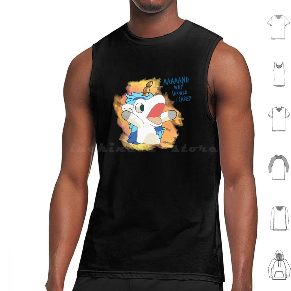 Aaaaand Why Should I Care Unicorse Tank Tops Print Cotton Unicorse Dad And Bingo Bandit Heeler Unicorn Cartoon Kids Blue