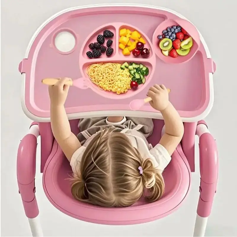 5Pcs Children's Tableware Set Baby Complementary Food Training Silicone Tableware 8pce Set Baby Suction Cups Bowls Baby Supplies