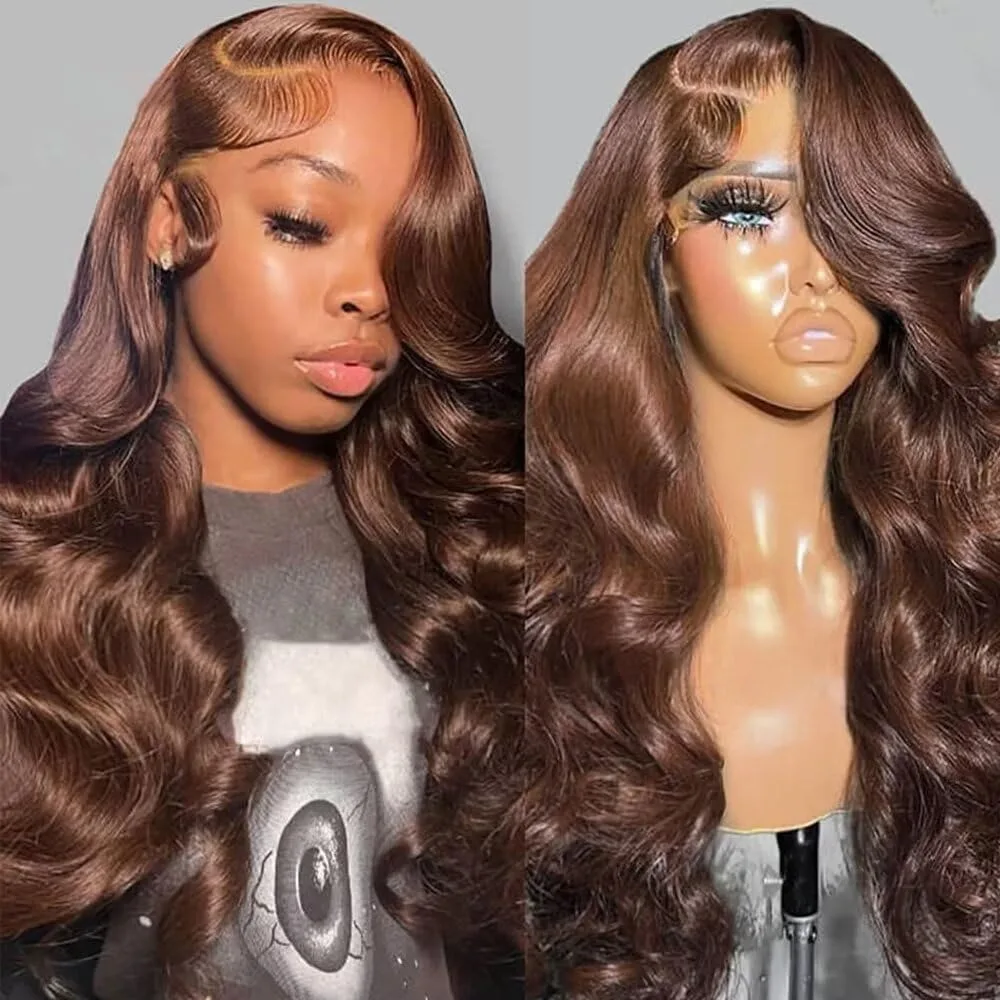 

Парик из натуральных волос с 200% плотностью, шоколадно-коричневый, 13x4, с волнистыми прядями, на кружевной основе, 30-40 дюймов, 13x6, для женщин