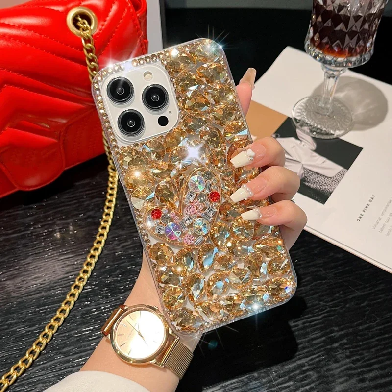 Crystal Glitter Diamond Pattern Phone Case, Case for iPhone 15, 14, 13, 12, 16 Pro Max, XR, 16PLUS