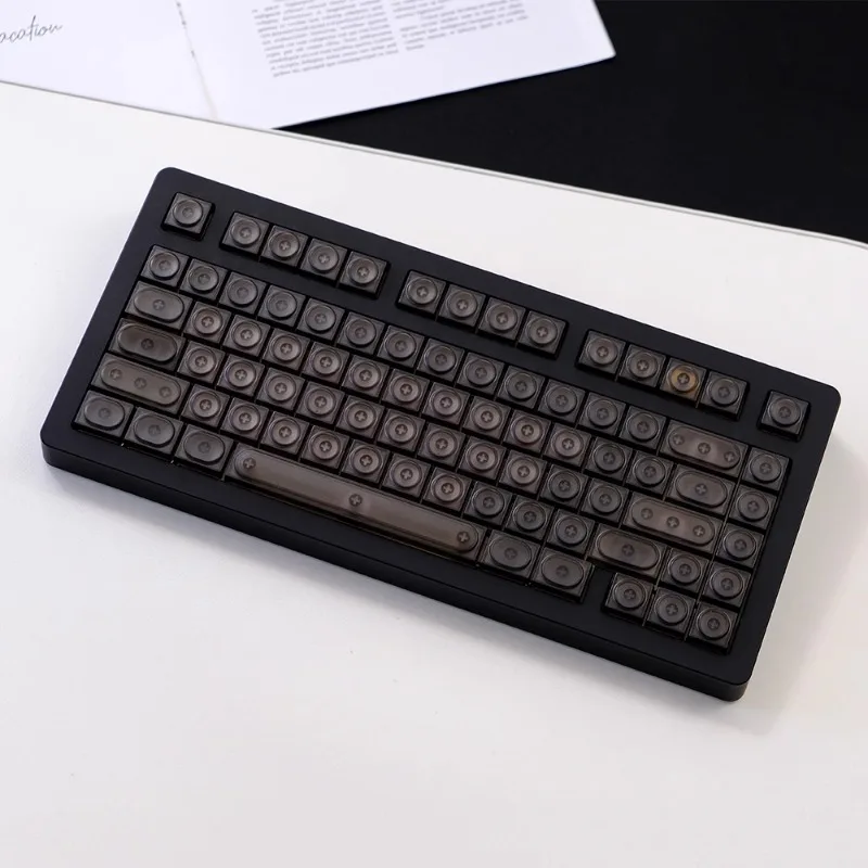 

Колпачок для ключей в винтажном стиле, индивидуальный белый мрамор/черный прозрачный/белый прозрачный/низкоосевой выгравированный ПК, прозрачный полный комплект, подарок