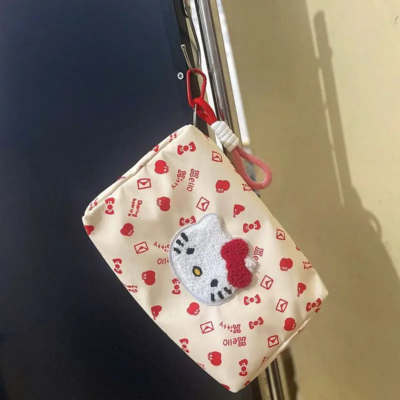 Sanrio Hello Kitty Large-capacity Cosmetic Bag Cartoon Kitty Cat Portable Travel Storage Bag Wash Skin Care Products Clutch Bags