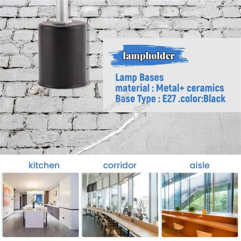 

A33R-E27 Screw Base Round LED Light Bulb Lamp Socket Holder Adapter Metal Lamp Holder With Wire