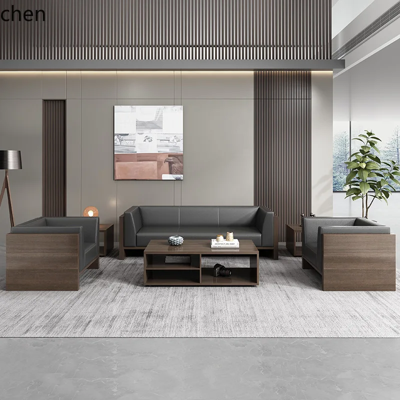 ZML Office Sofa and Coffee Table Set Simple Modern Business Reception Three-Person Rest Area Sofa
