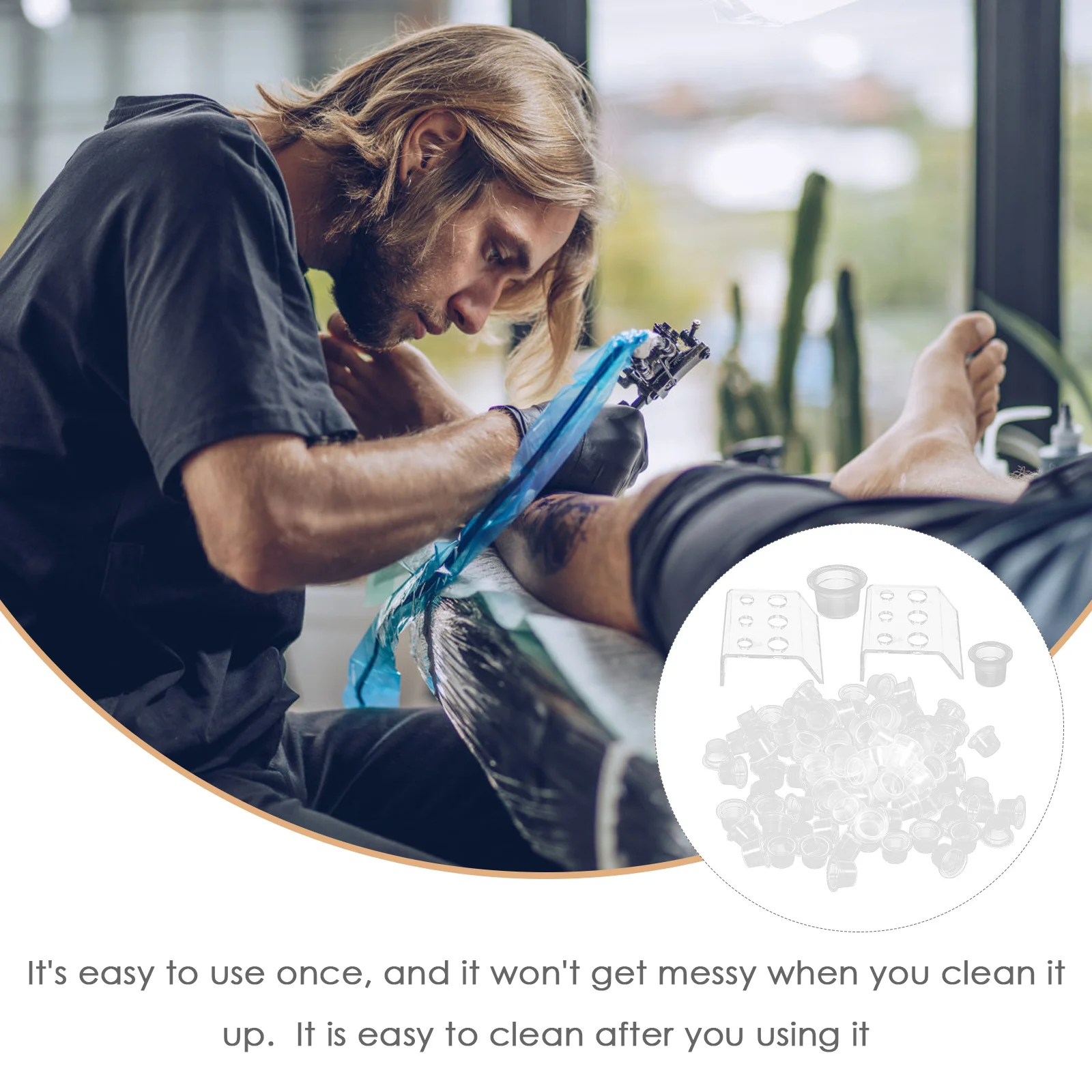 

1Set Pigment Cups Holder Stand Silicone Ink Containers Wear Resistant Compact Portable Tattooing Supplies Cups