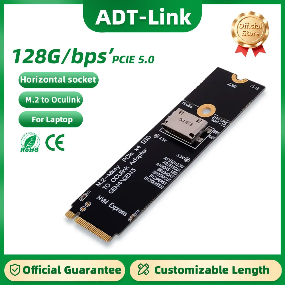 ADT-Link PCIe 5.0 X4 to OCuLink Expansion Card for Laptop External Graphics Card  M.2 NVMe To SFF8612 Oculink EGPU Adapter Card