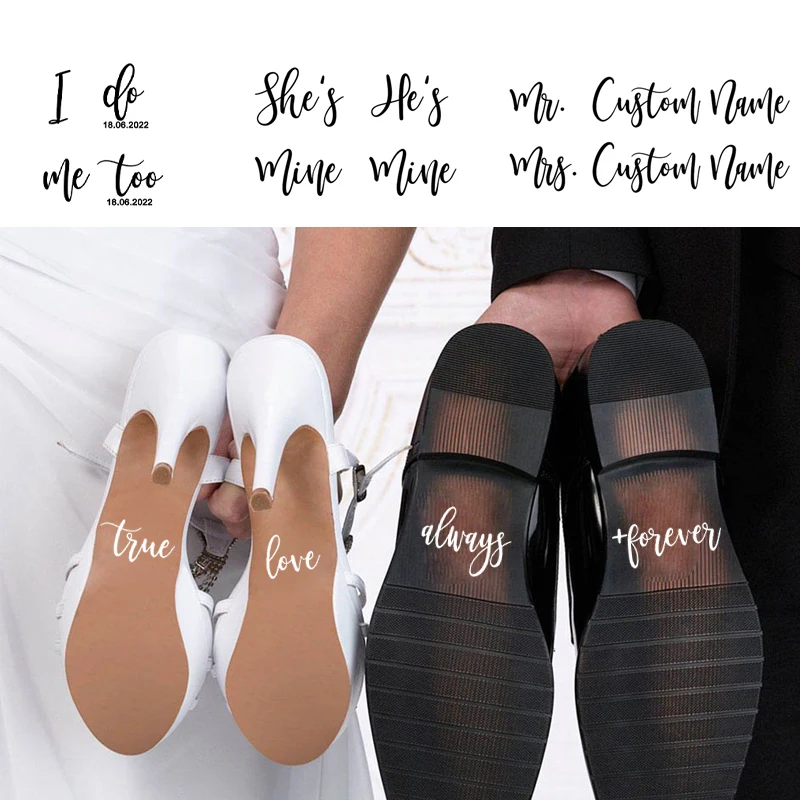 Personalized I do Me too Custom Date Wedding Shoes Decal Decoration Accessories Lovely Stickers Bridal Groom Gift