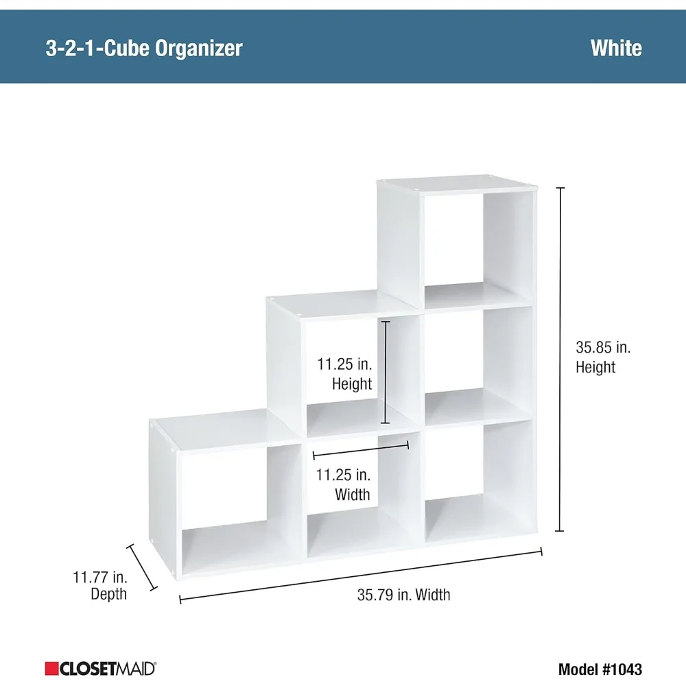 3-Tier Corner Cube Storage Organizer Bookshelf with Easy Assembly, White Wooden Finish