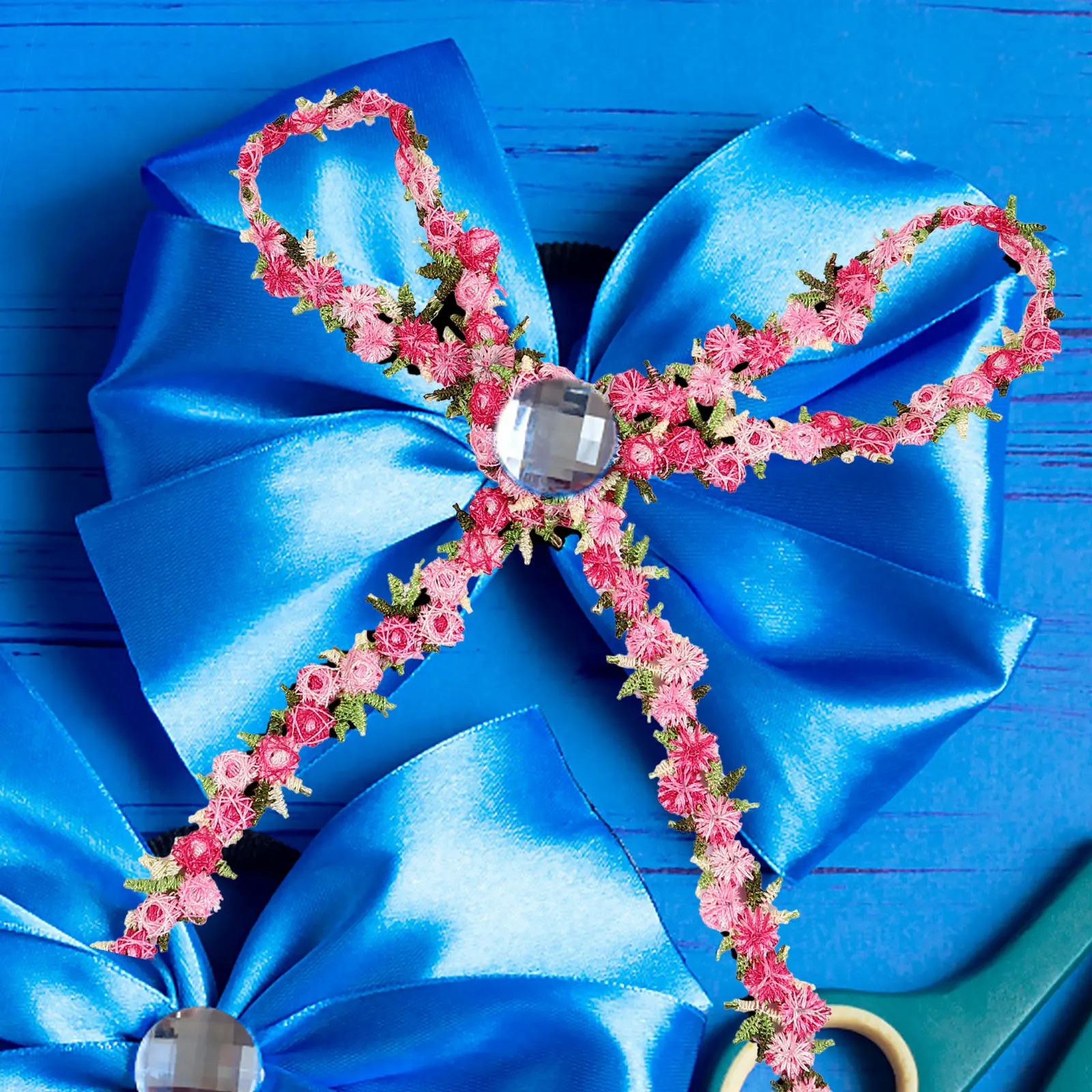 

4.5m Colorful Small Floral Lace Trim Rose Pattern Soft Elegant Ribbon for Wedding DIY Sewing Craft Decor Pink Rose Trim