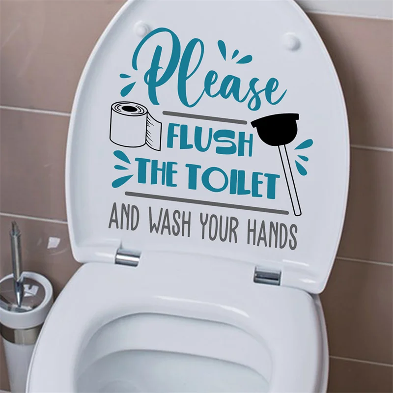 Flush The Toilet PVC Toilet Stickers Creative Washroom Toilet Stickers Removable PVC Waterproof Self-adhesive Decals