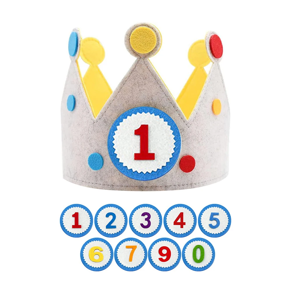 Handmade Birthday Party Hat Durable Creative Interchangeable Numbers Crown Children Day Gift for Girls Boys Birthday Party Decor