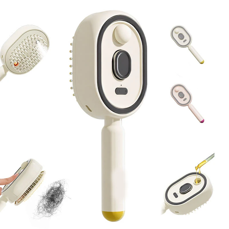 Steam straightening brush and straightener, essential oil spray treatment, red light massage, two-in-one hair combing