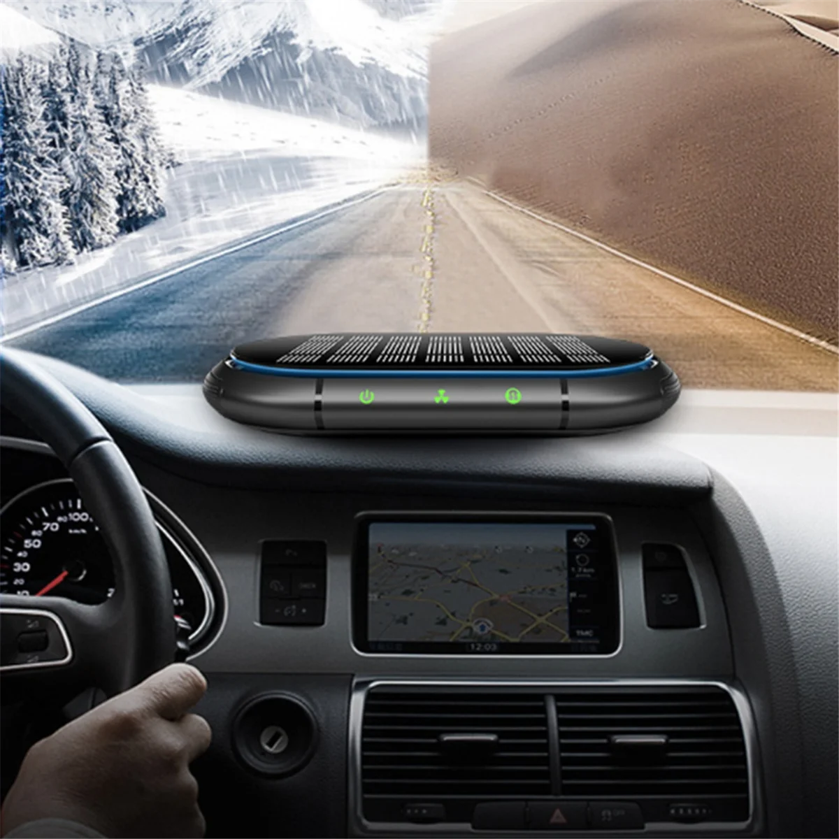 

【Last-Chance!】{USB Solar Car Air Freshener Negative Ion Generator Three-Layer Filter for Car Interior Use Car Supplies Blue