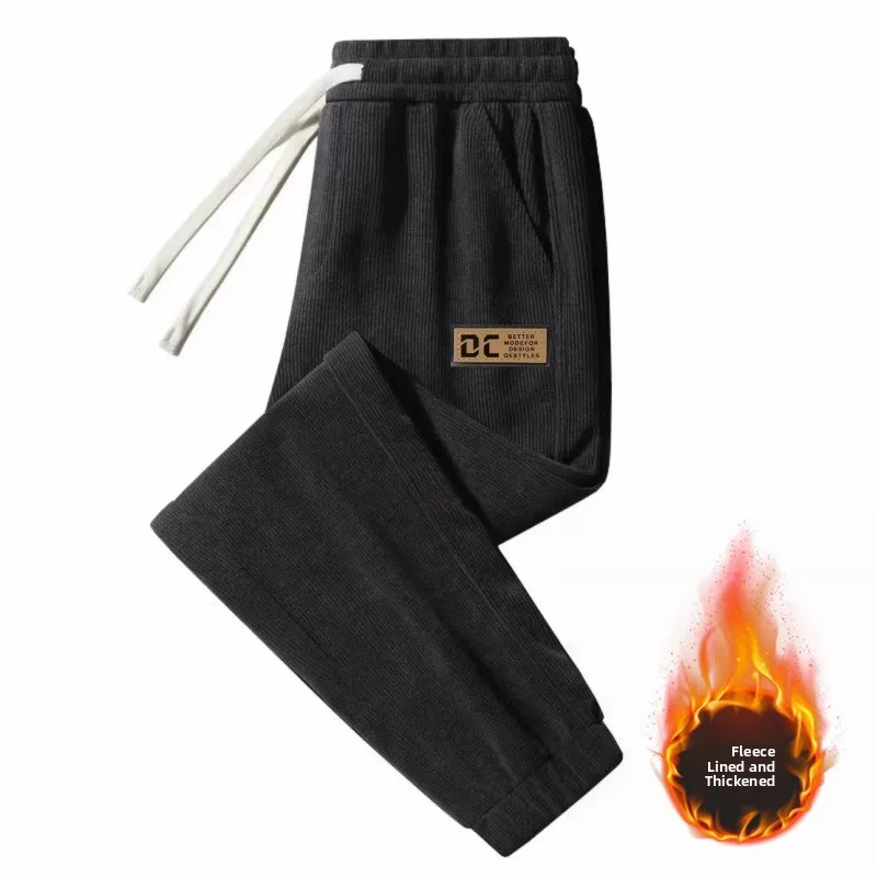 Women's Corduroy Leisure Pants Autumn Winter Thickened Warm Loose Cuffed Sports Pants Trendy Large Size All-Match Sweatpants