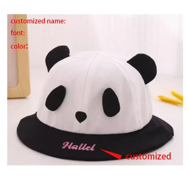 Embroidered Custom Cap For Newborn Baby Cotton Hat For Baby Boy Sun Hat Kids Girls Panda Hat With Ears Panama Hat For Children