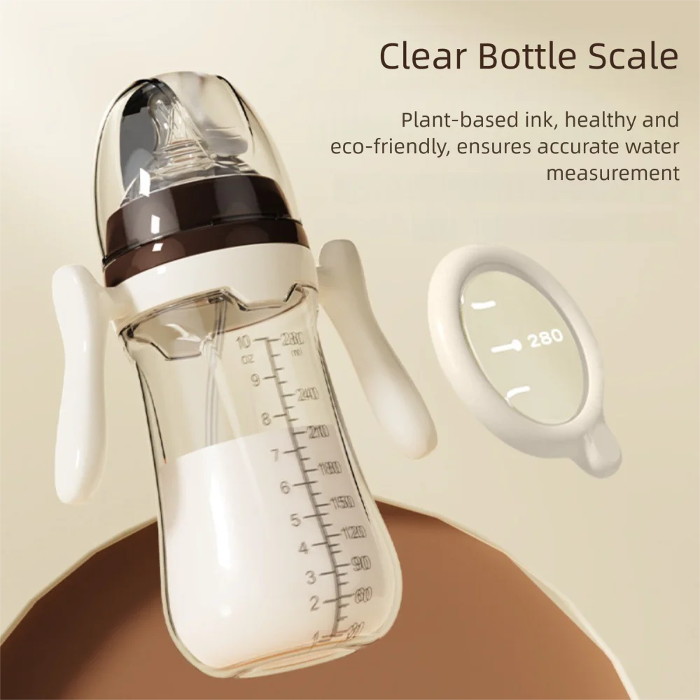 New 180ML/240ML Bottle Portable Anti Bloating Water Cup with Handle Anti Falling Silicone Straw Bottle Feeding Supply