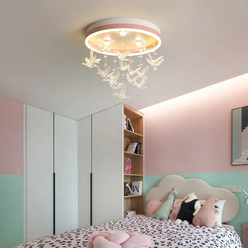 Imagem -05 - Modern Minimalista Cristal Lâmpadas de Teto Led Quarto Lustre Criativo e Personalizado Boy Girl Warm Childrens Room Lighting